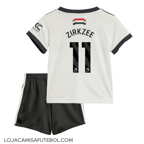 Camisa de Futebol Manchester United Joshua Zirkzee #11 Equipamento Alternativo Infantil 2024-25 Manga Curta (+ Calças curtas)